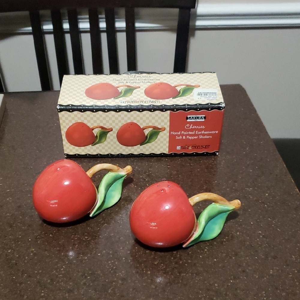 SAKURA Mary Engelbreit Sakura Cherries Salt and Pepper Shaker Set.